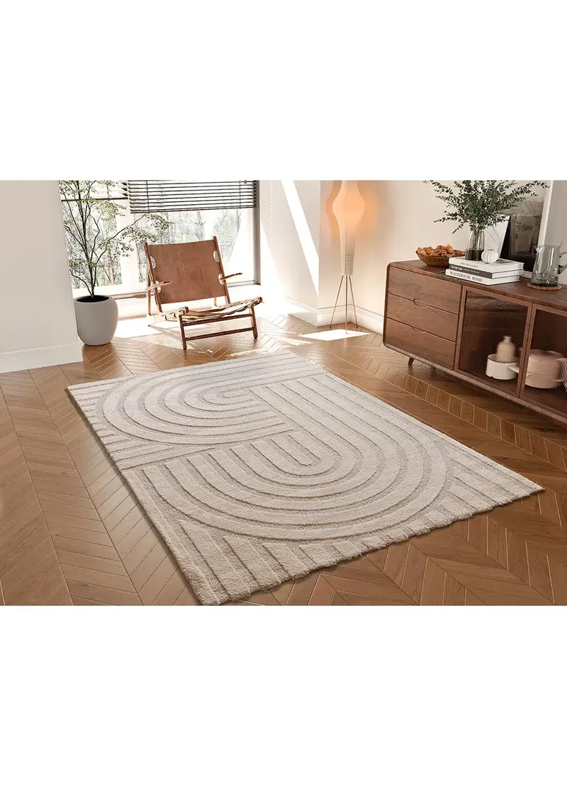 Alfombra geométrica con relieve Snowy 59773 Blanco
