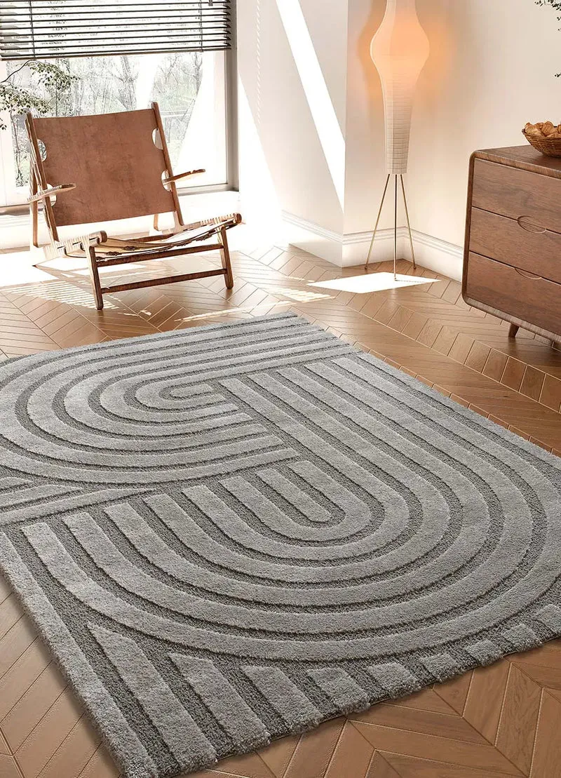 Alfombra geométrica con relieve Snowy 59773 Gris
