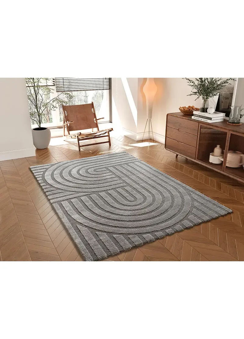 Alfombra geométrica con relieve Snowy 59773 Gris