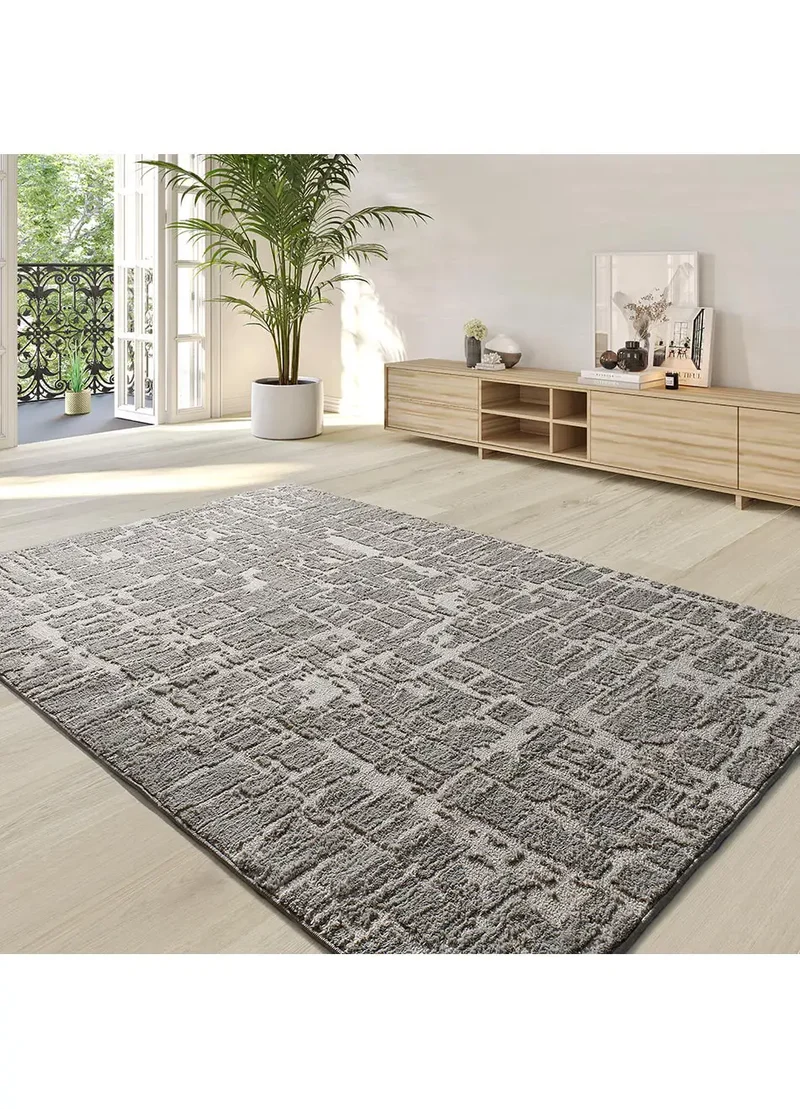Alfombra estilo escandinavo, reciclada y con relieve Lima 3503 Plata