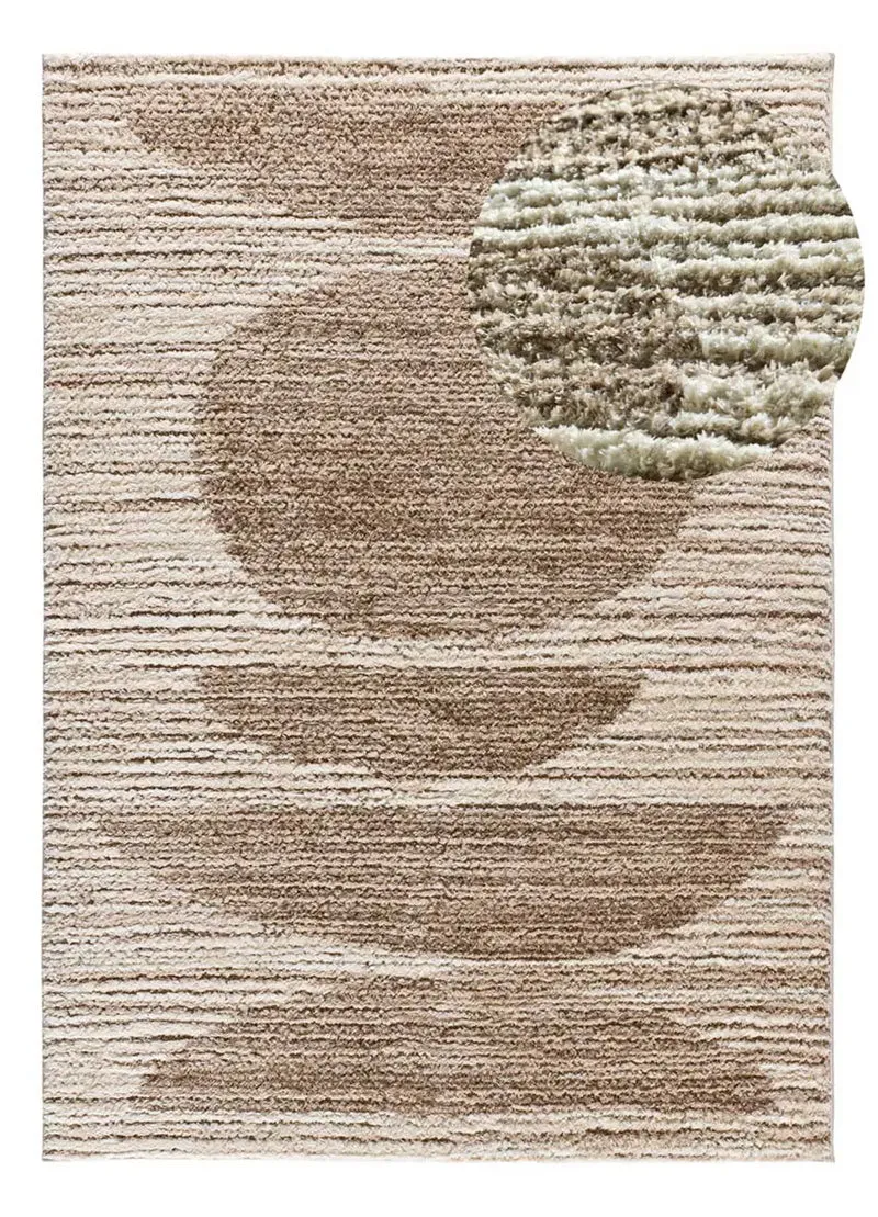 Alfombra estilo escandinavo, reciclada y con relieve Lima 3502 Beige