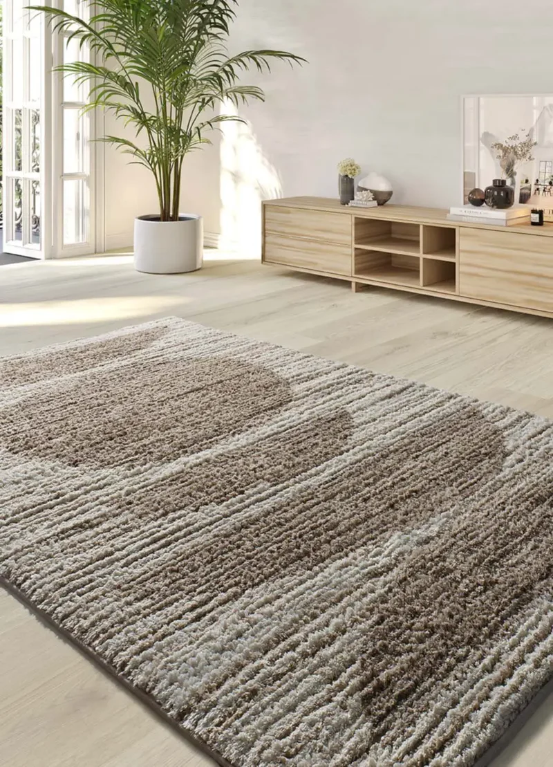 Alfombra estilo escandinavo, reciclada y con relieve Lima 3502 Beige