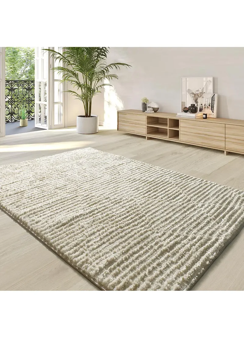 Alfombra estilo escandinavo, reciclada y con relieve Lima 3500 Crema