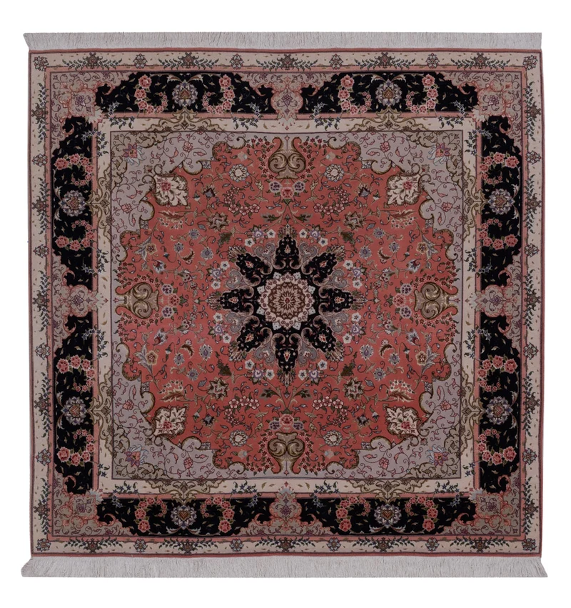 Täbriz - 50 Raj Teppich 198x199cm - Perserteppich - lachs