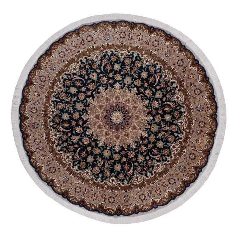 Täbriz - 50 Raj Teppich 200x200cm - Perserteppich - schwarzgrün