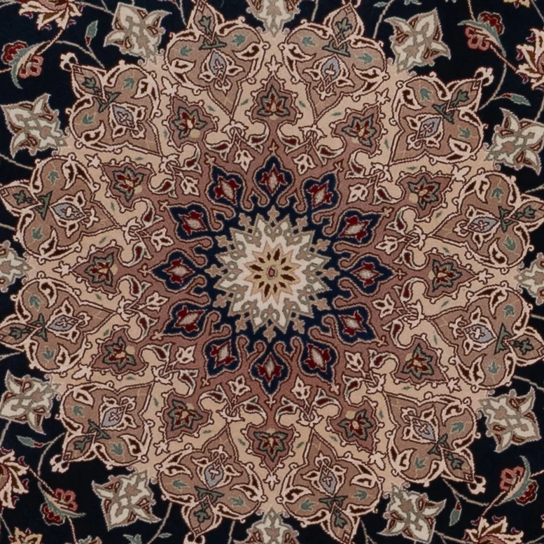Täbriz - 50 Raj Teppich 200x200cm - Perserteppich - schwarzgrün