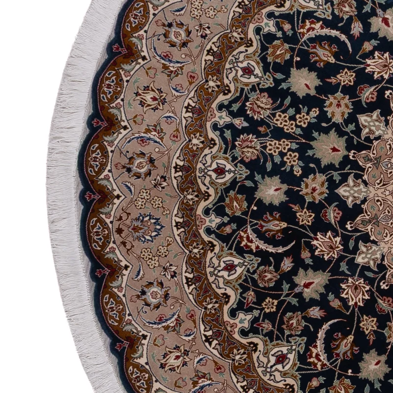Täbriz - 50 Raj Teppich 200x200cm - Perserteppich - schwarzgrün
