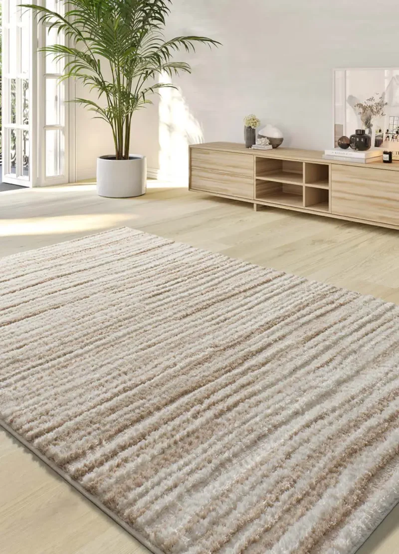 Alfombra estilo escandinavo, reciclada y con relieve Lima 3501 Beige