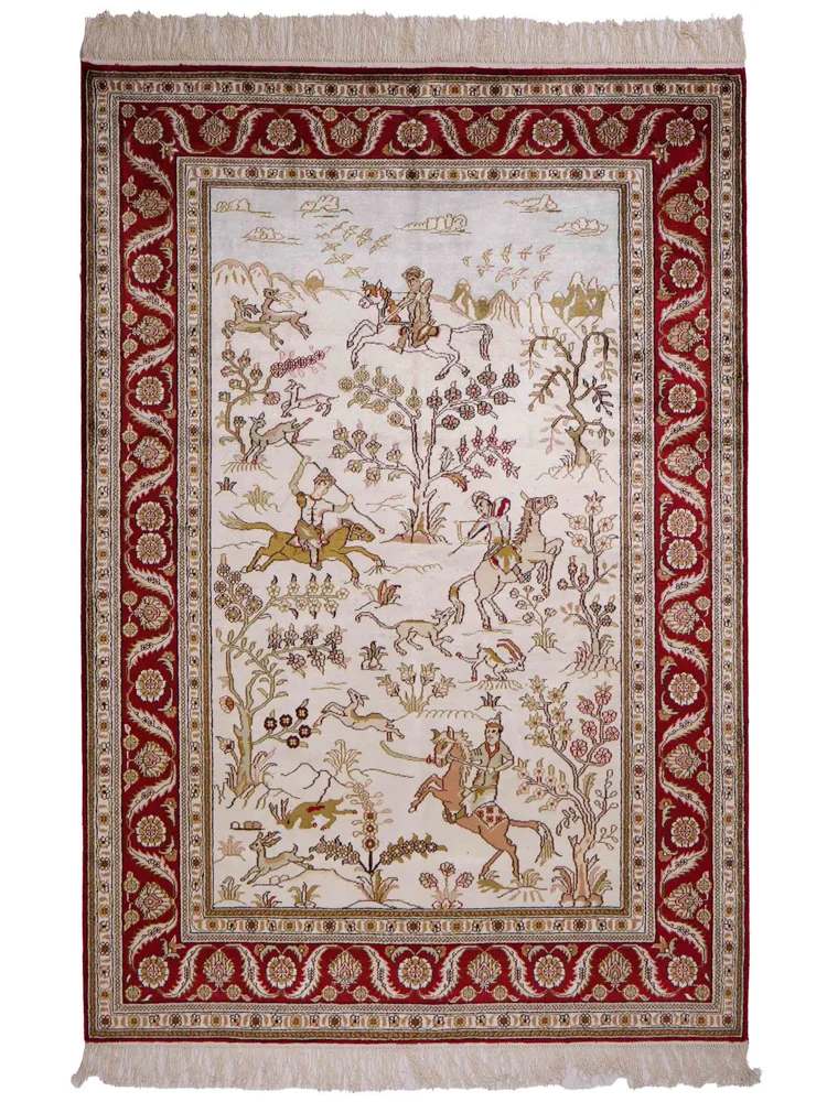 China Seide Teppich 126x183cm - Orientteppich - beige