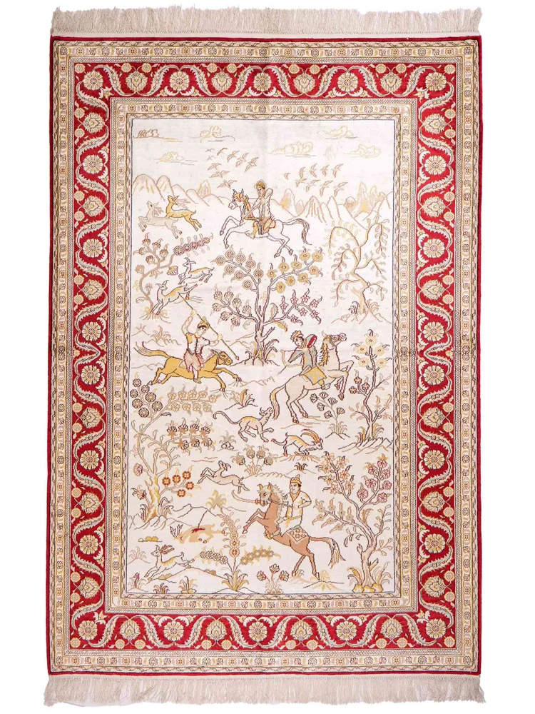 China Seide Teppich 127x185cm - Orientteppich - beige