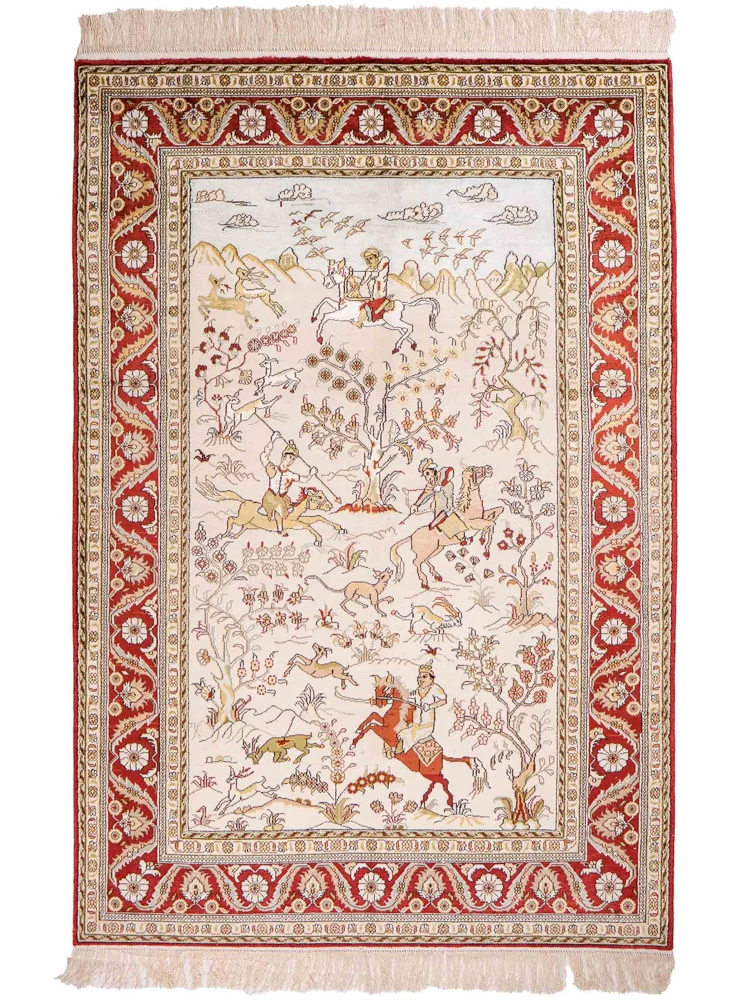 China Seide Teppich 121x193cm - Orientteppich - beige