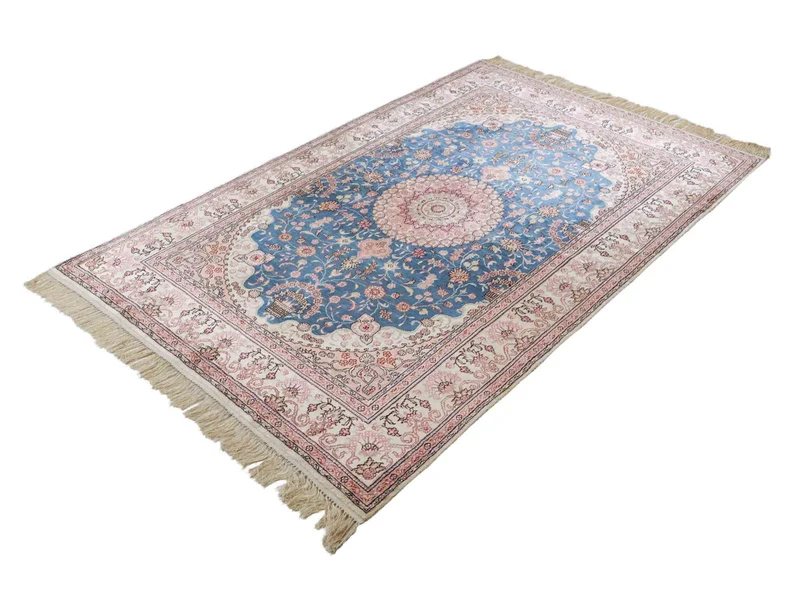 China Seide Teppich 123x192cm - Orientteppich - blau