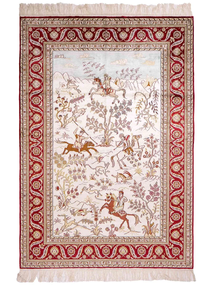 China Seide Teppich 124x185cm - Orientteppich - beige