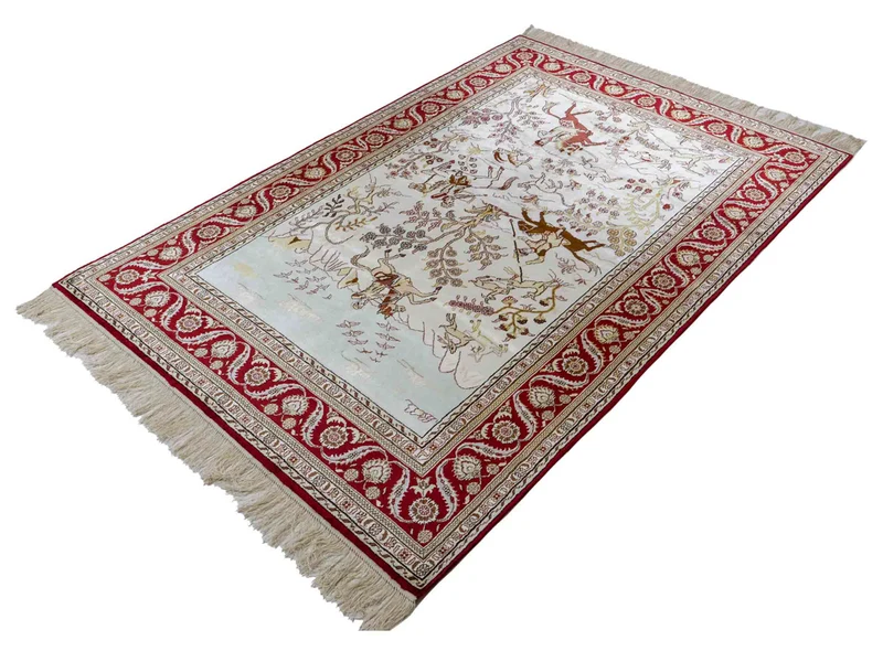 China Seide Teppich 124x185cm - Orientteppich - beige