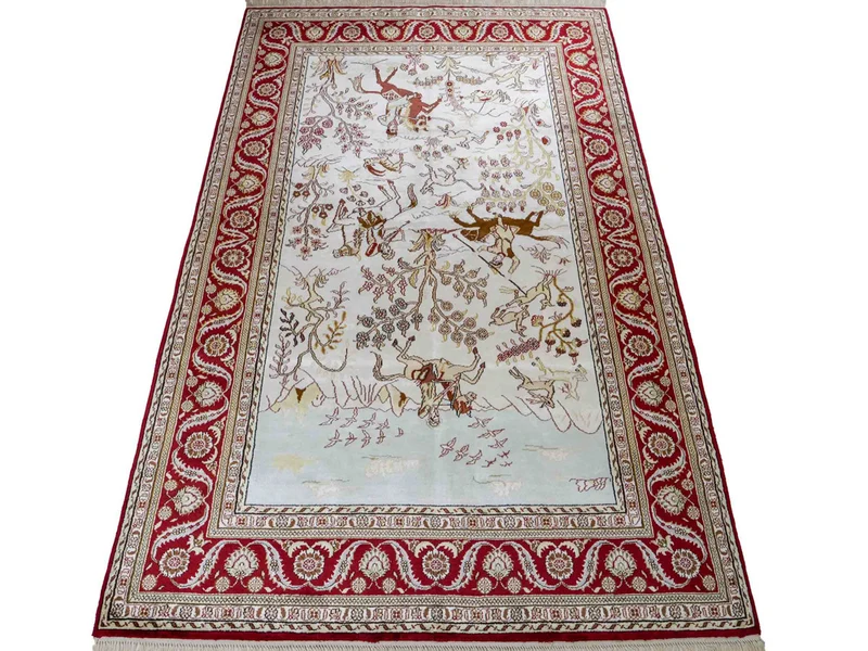 China Seide Teppich 124x185cm - Orientteppich - beige