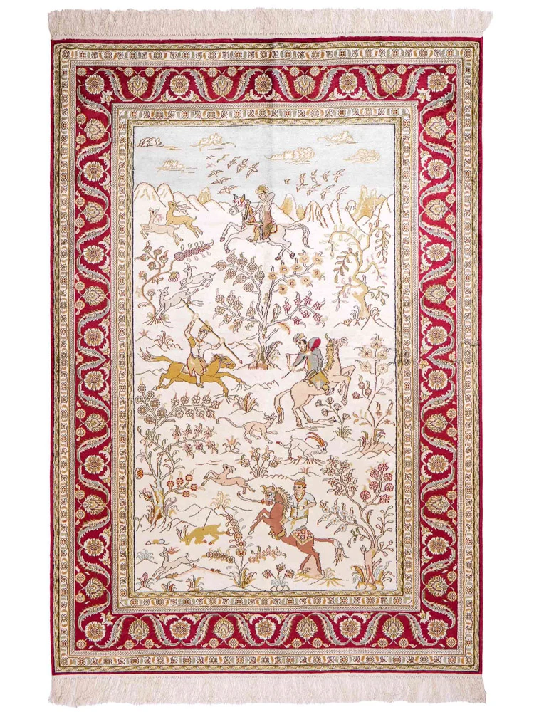 China Seide Teppich 123x180cm - Orientteppich - beige