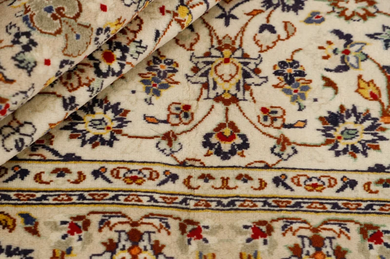 MY-RUG Teppich "Keshan Fine" Zentrales Medaillon auf hellem Hintergrund, Handgeknüpft