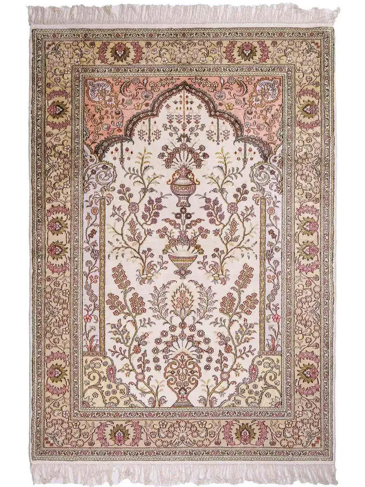 China Seide Teppich 124x179cm - Orientteppich - beige