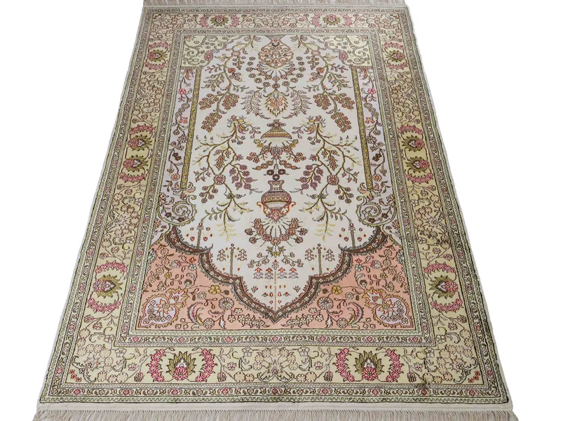 China Seide Teppich 124x179cm - Orientteppich - beige