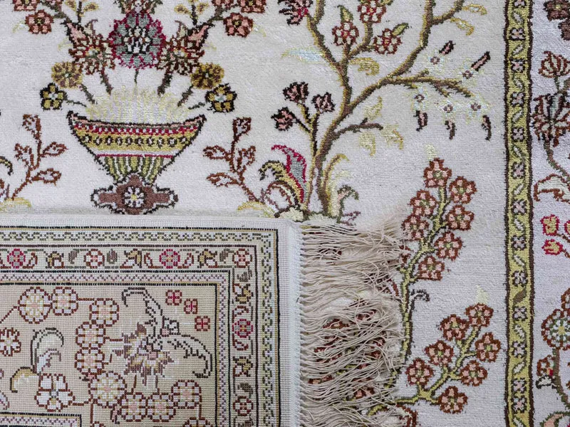 China Seide Teppich 124x179cm - Orientteppich - beige