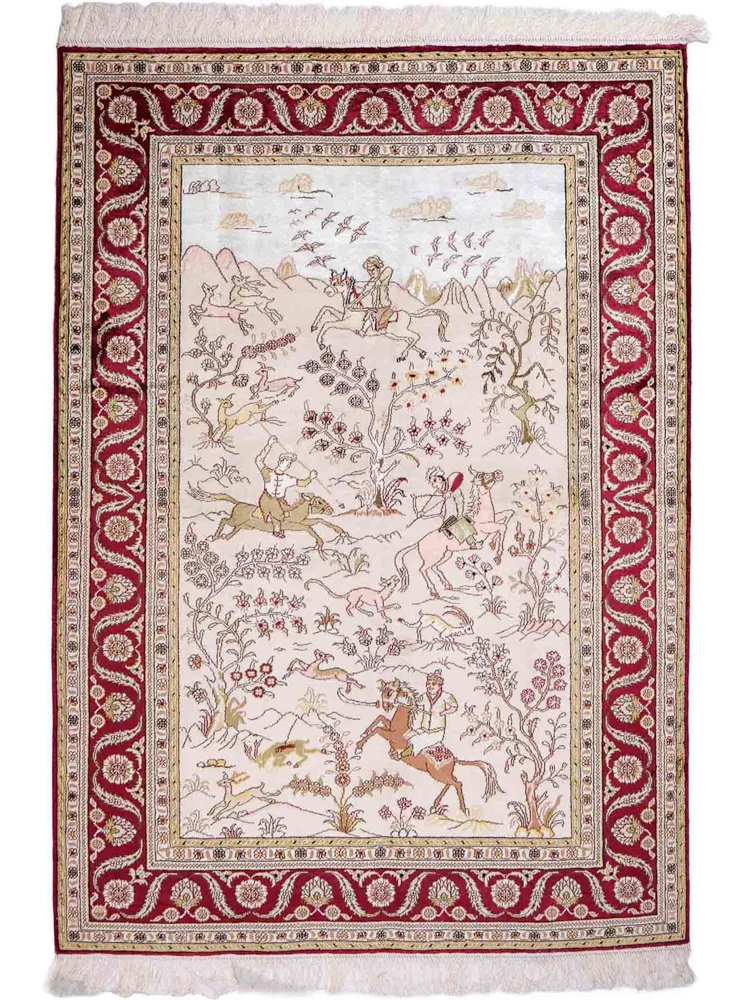 China Seide Teppich 125x183cm - Orientteppich - beige