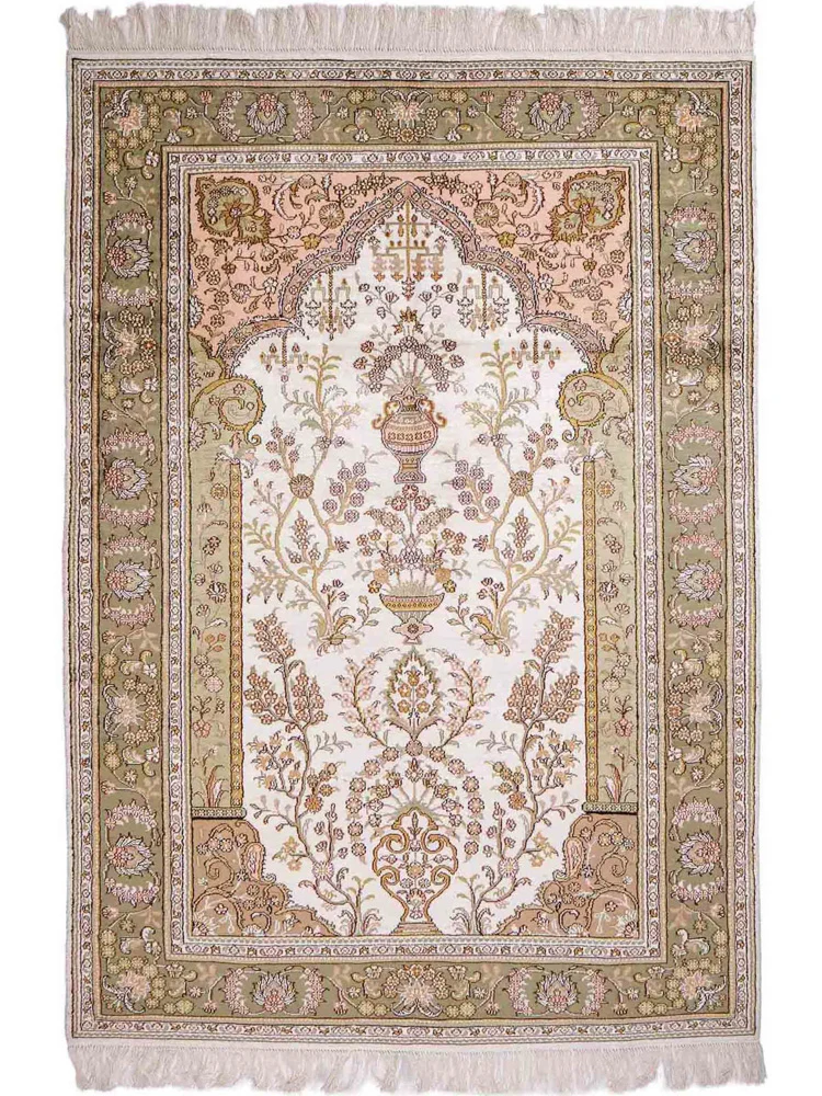 China Seide Teppich 123x181cm - Orientteppich - beige