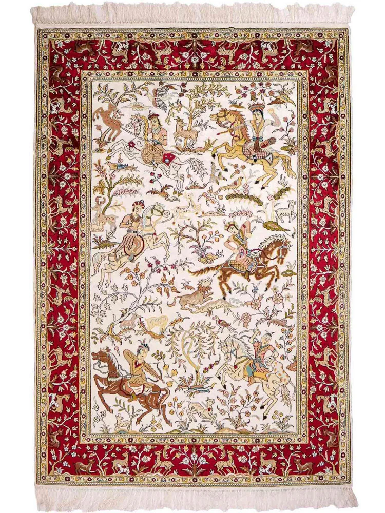 China Seide Teppich 123x180cm - Orientteppich - beige