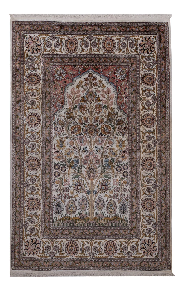 Kaschmir Seide Teppich 116x186cm - Orientteppich - dunkelbeige