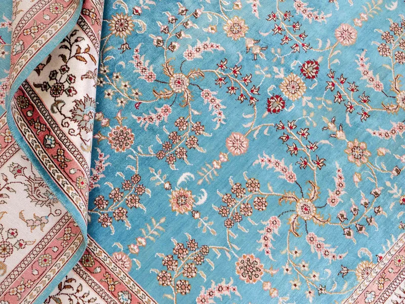 China Seide Teppich 180x263cm - Orientteppich - hellblau