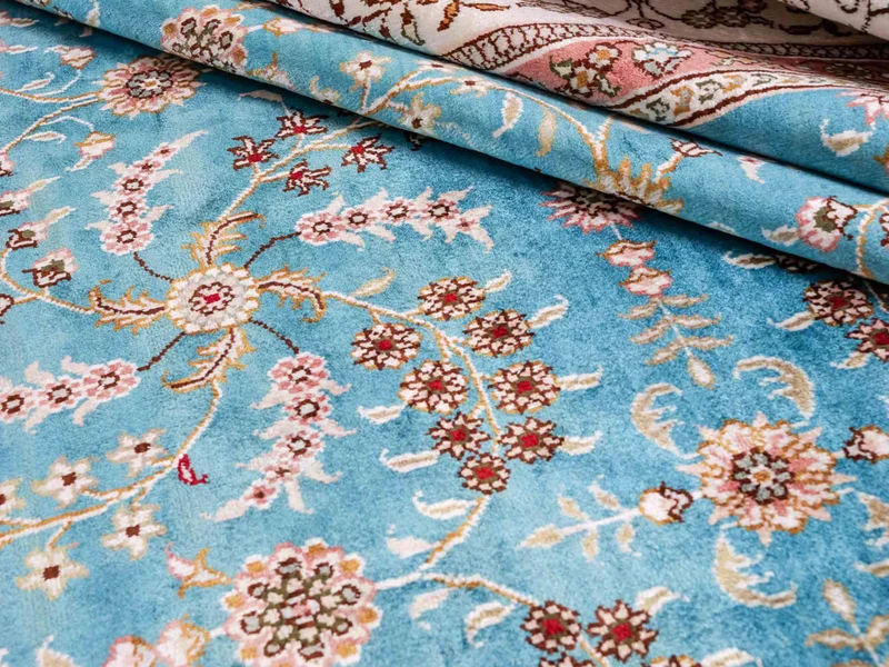 China Seide Teppich 180x263cm - Orientteppich - hellblau