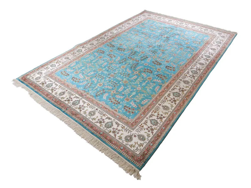 China Seide Teppich 180x263cm - Orientteppich - hellblau