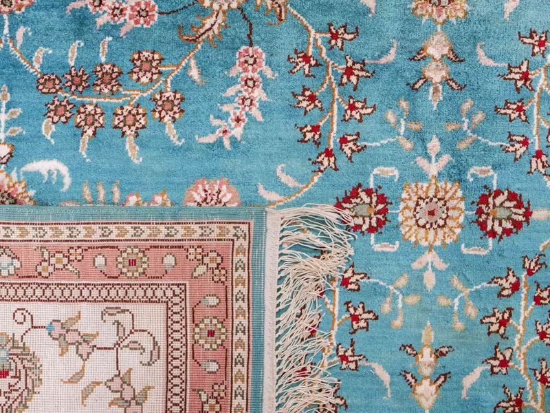 China Seide Teppich 180x263cm - Orientteppich - hellblau