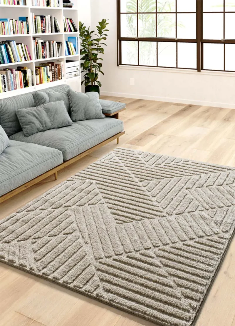 Alfombra estilo escandinavo con relieve Numa 8517 Beige
