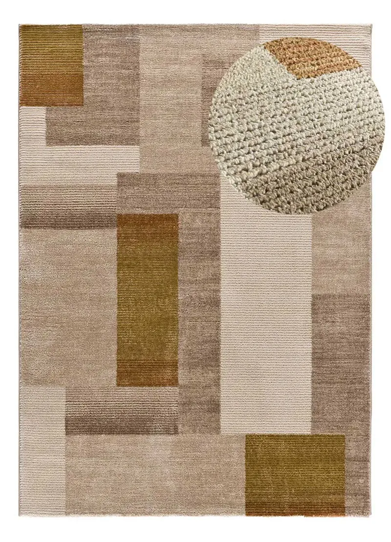 Alfombra geométrica con relieve en tonos tierra Melfi 4510