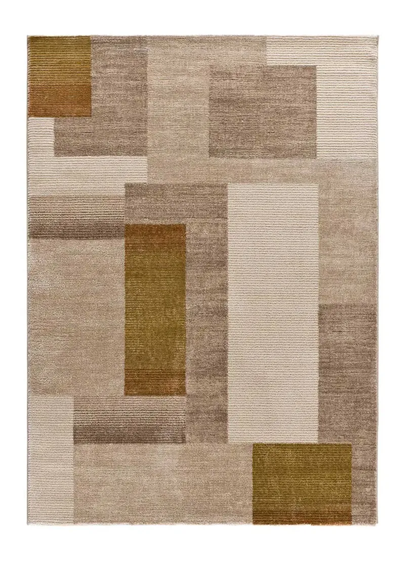 Alfombra geométrica con relieve en tonos tierra Melfi 4510