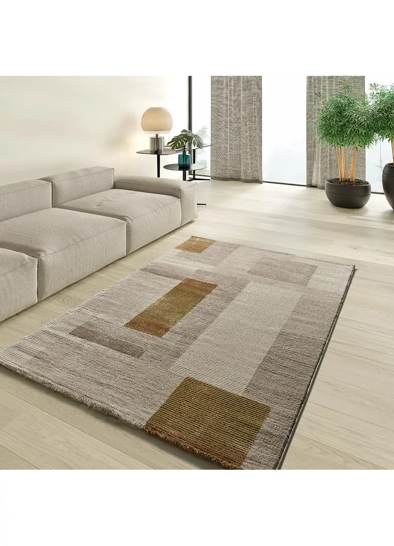 Alfombra geométrica con relieve en tonos tierra Melfi 4510