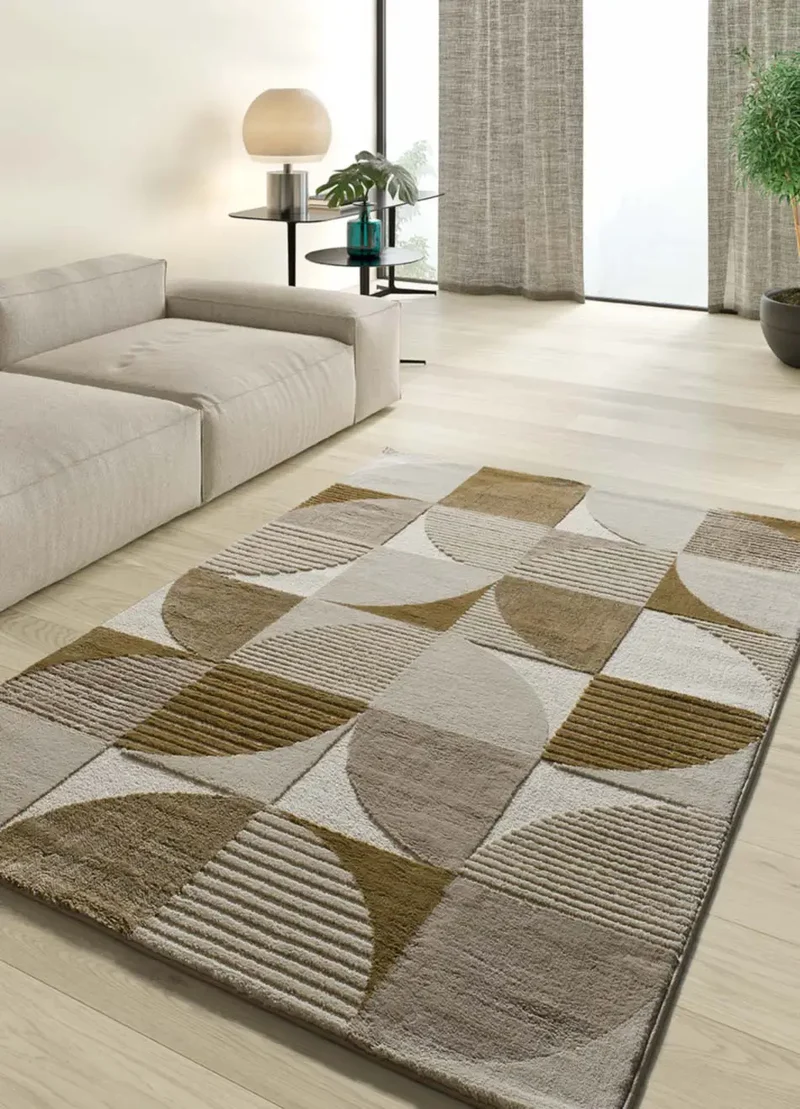 Alfombra geométrica con relieve en tonos tierra Melfi 4509
