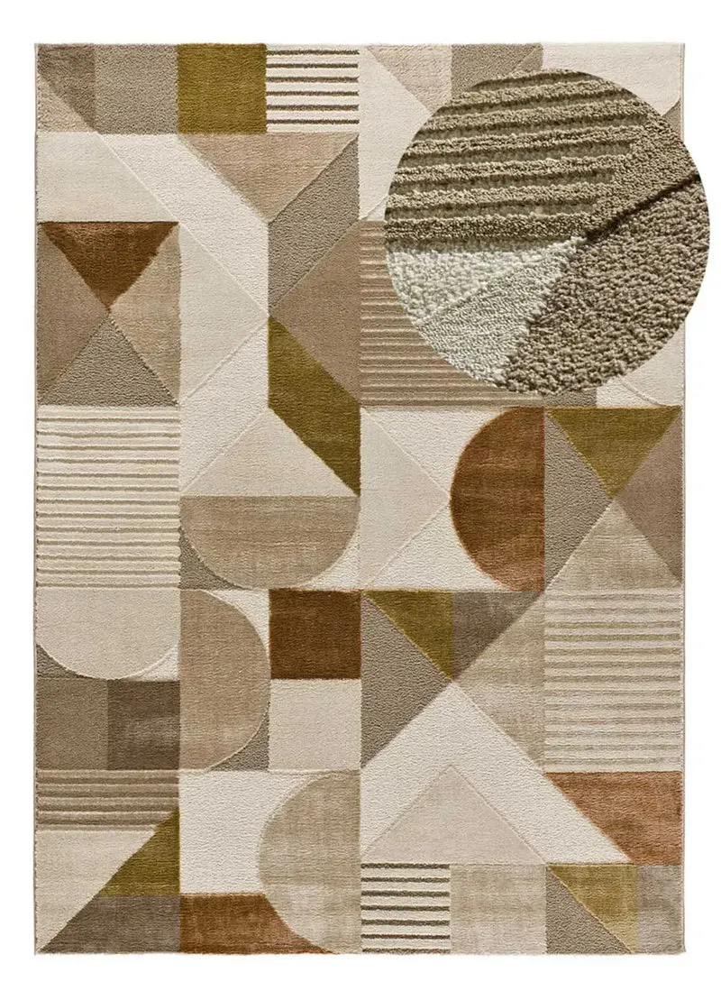 Alfombra geométrica con relieve en tonos tierra Melfi 4501