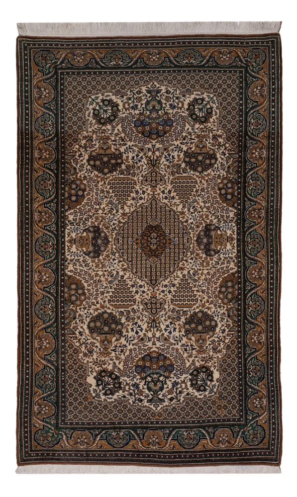 Ghom Teppich 135x226cm - Perserteppich - dunkelbeige