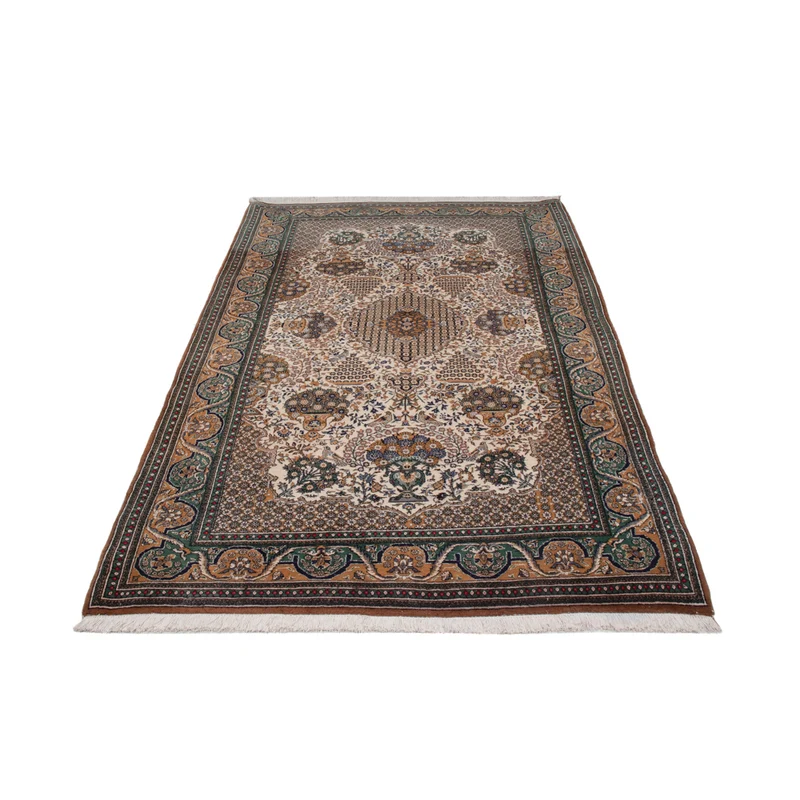 Ghom Teppich 135x226cm - Perserteppich - dunkelbeige