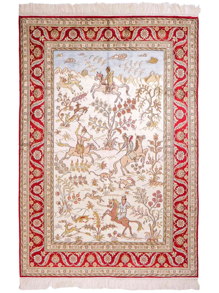 China Seide Teppich 124x176cm - Orientteppich - beige