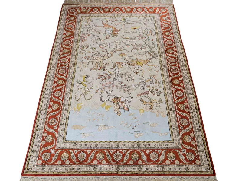 China Seide Teppich 123x178cm - Orientteppich - beige