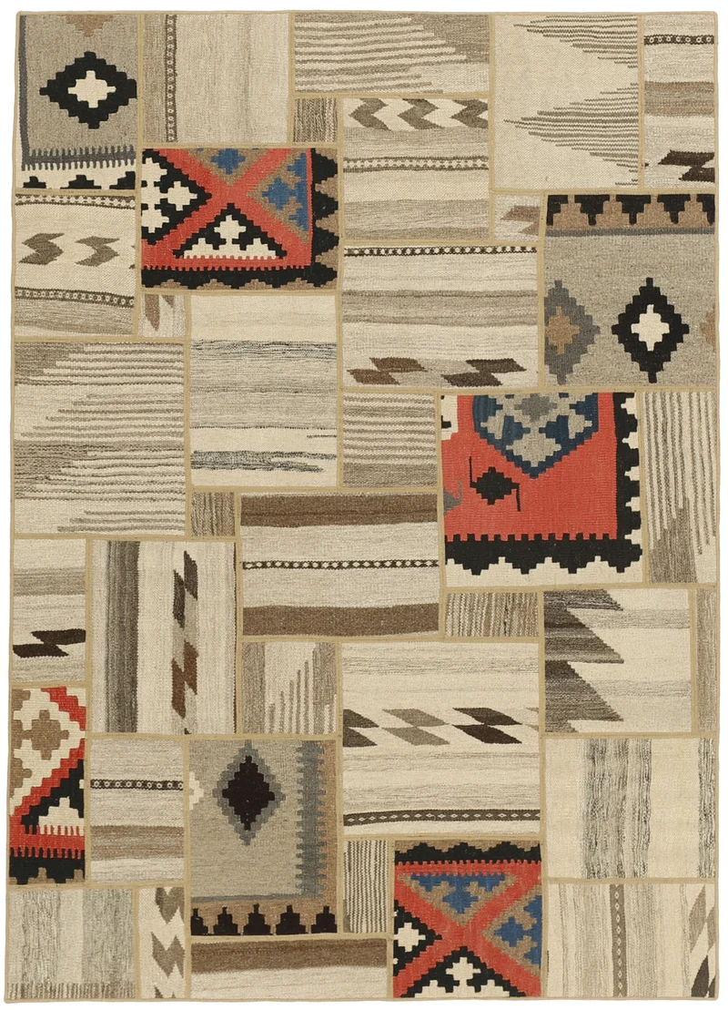 MY-RUG Teppich "Modern Patchwork " Geometrische Muster, Handgeknüpft