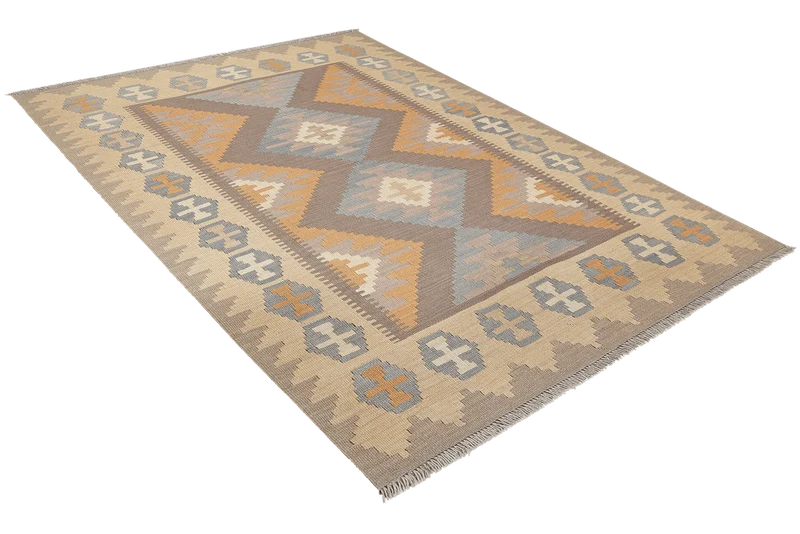 Kelim Gashgai · Handgewebt – Grau, 176x122 cm