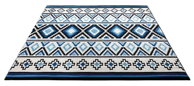 WECONhome Teppich 80x150 cm Blau "Fresh Kelim"