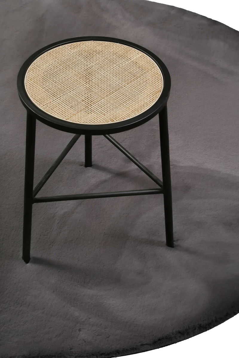 Kunstfell Teppich Rund Anthrazit flauschig und weich "Anna" WECONhome Basics