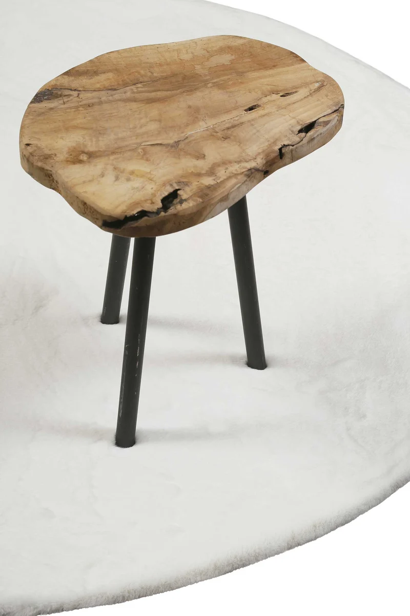 Kunstfell Teppich Rund Weiß flauschig und weich "Anna" WECONhome Basics