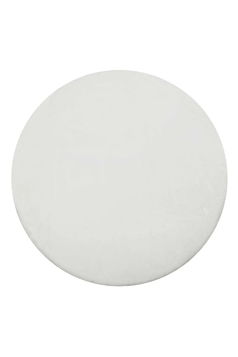 Kunstfell Teppich Rund Weiß flauschig und weich "Anna" WECONhome Basics