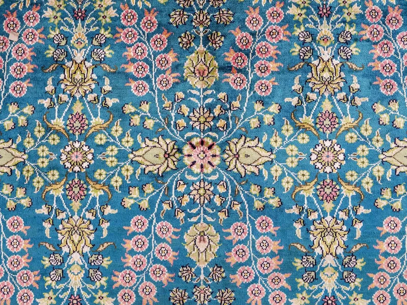 China Seide Teppich 155x242cm - Orientteppich - petrolblau