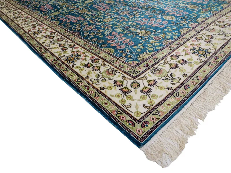 China Seide Teppich 155x242cm - Orientteppich - petrolblau